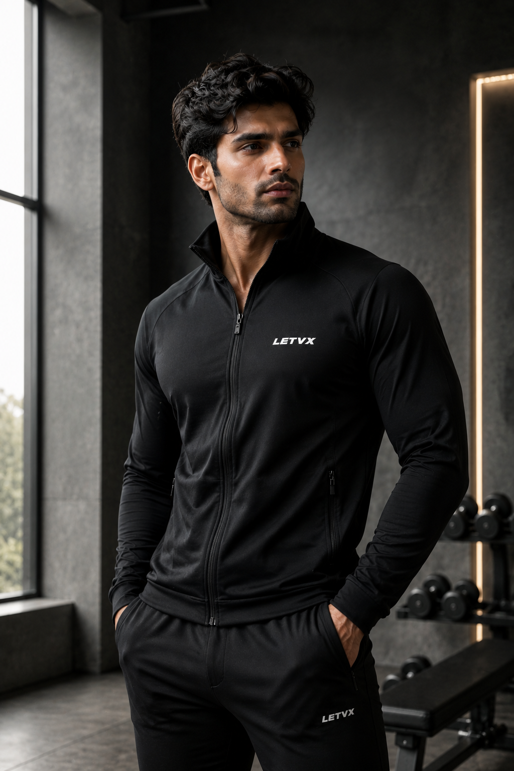 LETVX Premium Black Sports Jacket – Lightweight, Quick-Dry