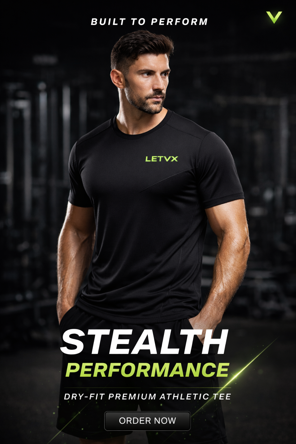 LETVX Stealth Performance T-shirt Black