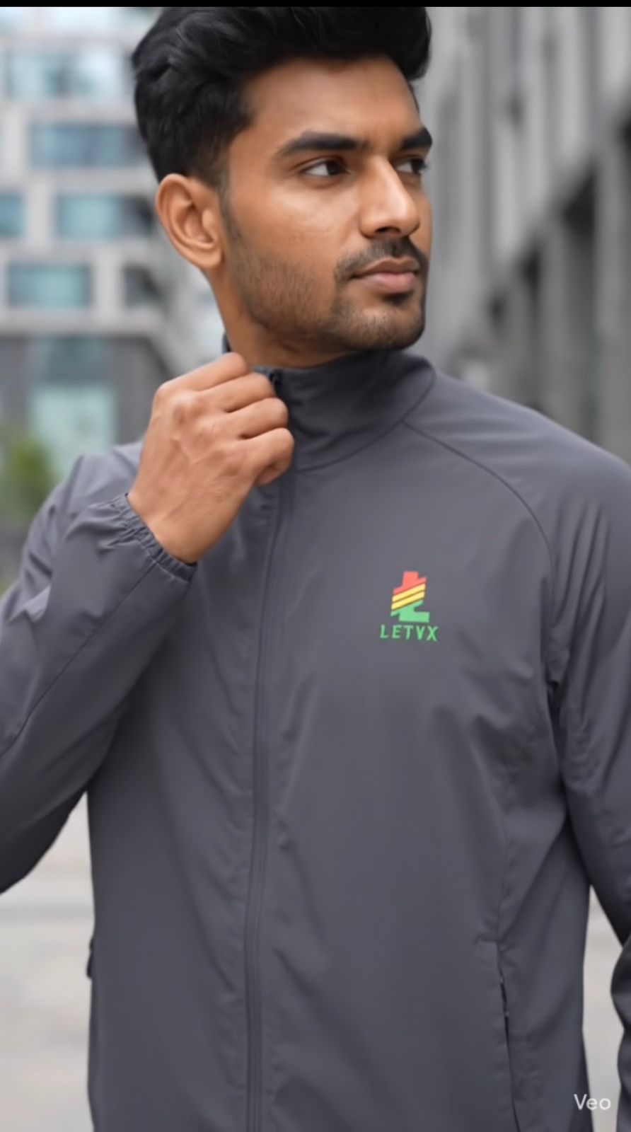 LETVX Quick-Dry Sports Jacket for Men | Lightweight Gym & Running Jacket Grey