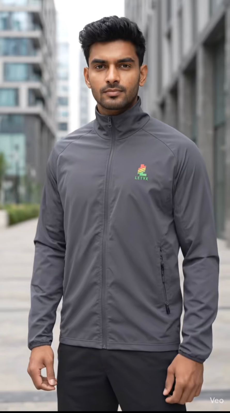 LETVX Quick-Dry Sports Jacket for Men | Lightweight Gym & Running Jacket Grey