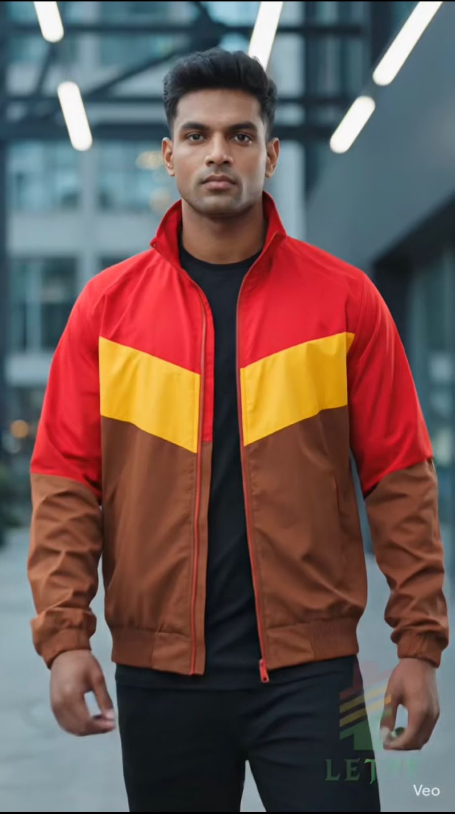 LETVX Red Brown Yellow Sports Jacket for Men | Lightweight Gym & Running Activewear