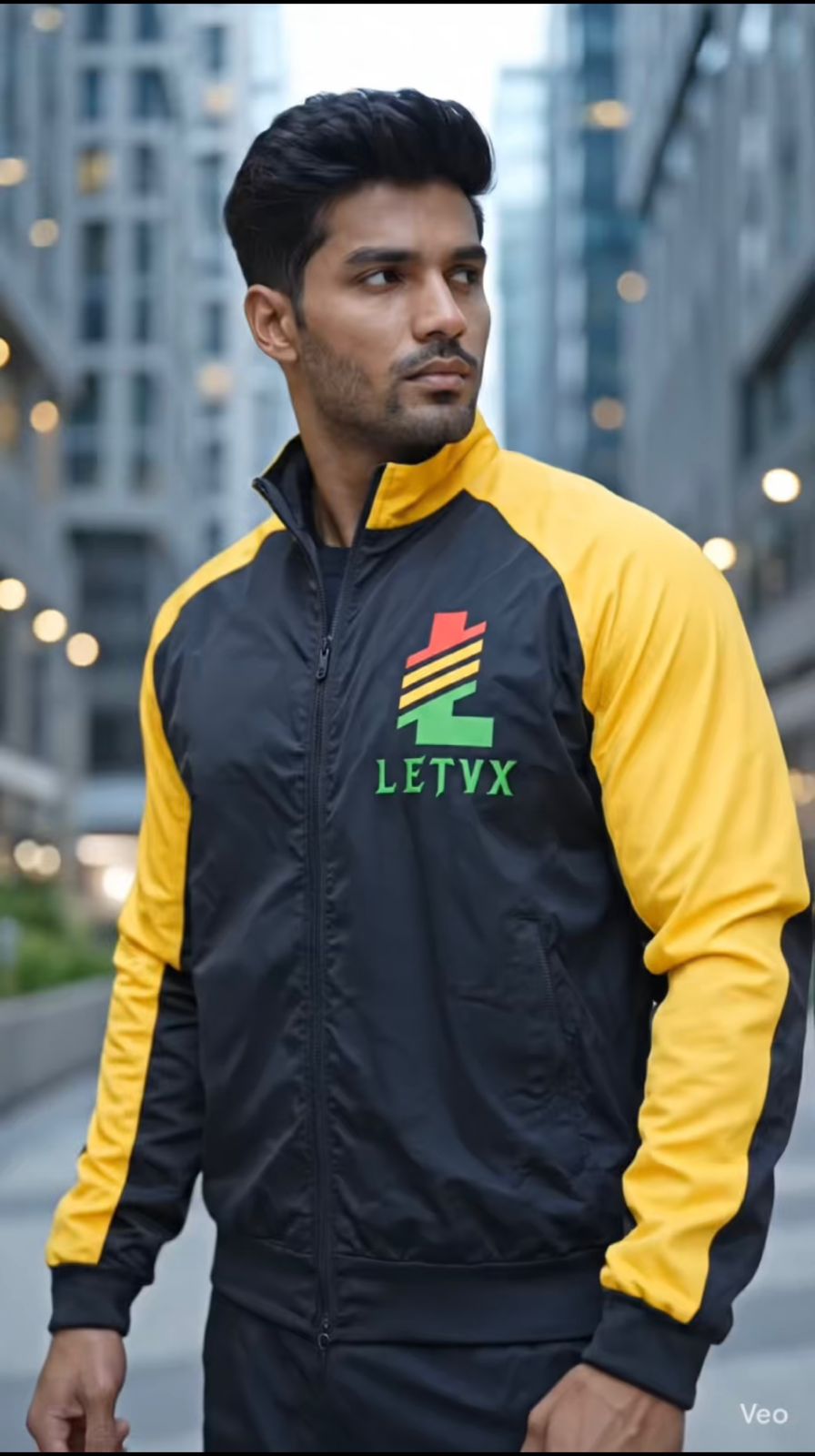 LETVX Black & Yellow Sports Jacket for Men | Lightweight Gym & Running Activewear