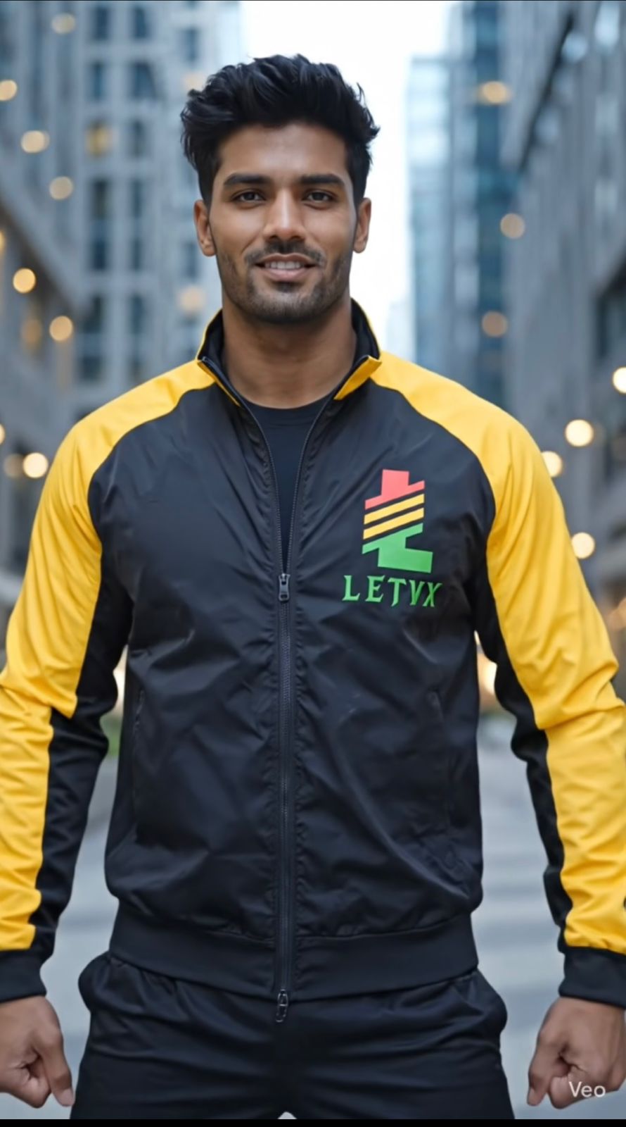 LETVX Black & Yellow Sports Jacket for Men | Lightweight Gym & Running Activewear