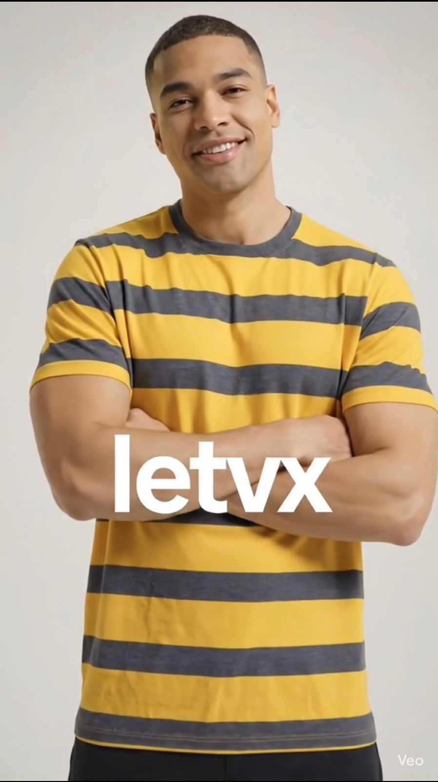 LETVX Men’s Yellow & Grey Striped Cotton T-Shirt – Comfortable Casual Sportswear Tee