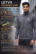 LETVX Quick-Dry Sports Jacket for Men | Lightweight Gym & Running Jacket Grey